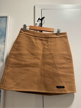 Roem Korean Classic A-Line Camel Wool-Blend Skirt